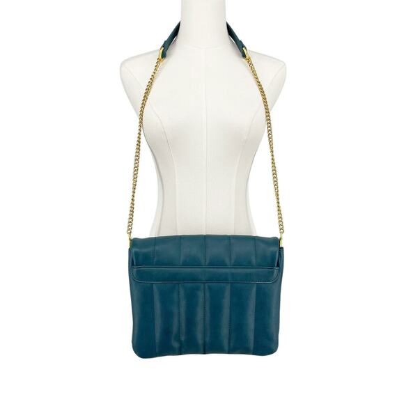 Fawn Design The Quilted Clutch Teal Matte Vegan Leather Crossbody Purse - Picture 3 of 13